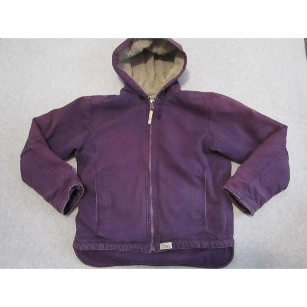 Berne‎ Jacket Womens Small Purple Sherpa Lined Hooded Cotton Canvas Work Coat